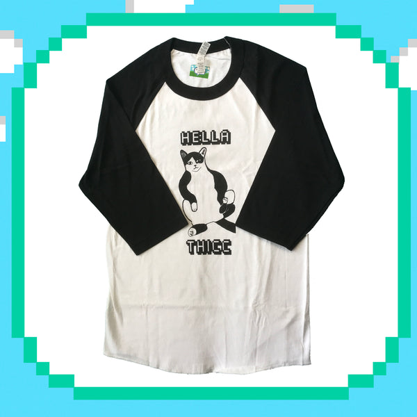 Hella Thicc Cat Baseball Raglan Tee