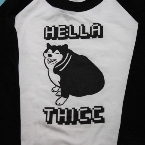 Hella Thicc Doggo Baseball Raglan Tee